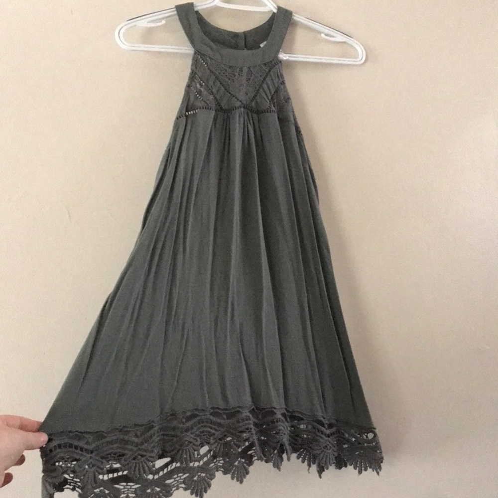 Olive Green Laced Halter Top